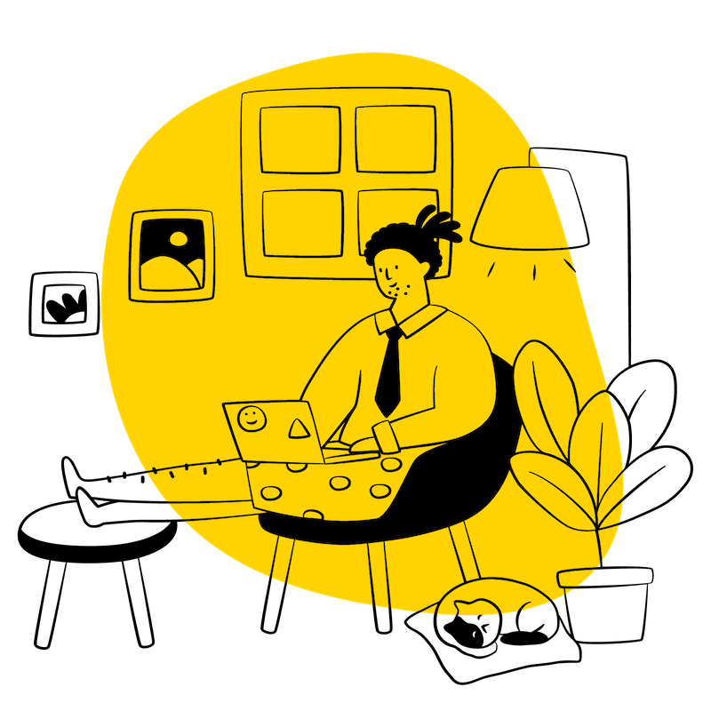 Ilustración persona estudiando las oposiciones de correos